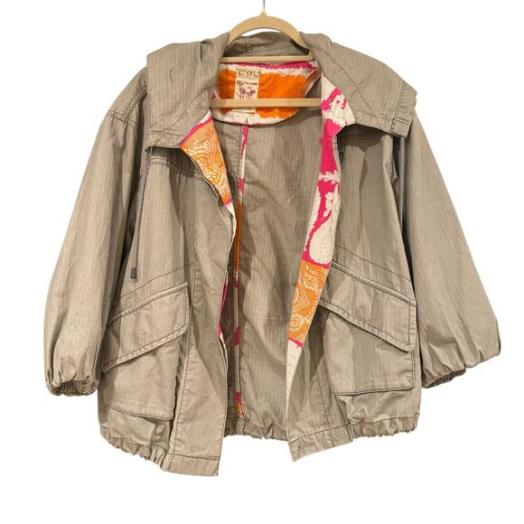 Free People Women's Open Front Hooded Jacket Long Sleeve Tan Size XS - Picture 5 of 12